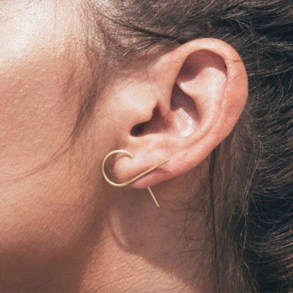 'Torsion' Minimalist Twist Gold Copper Earrings - Picture 1 of 3